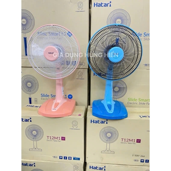 Quạt bàn Hatari Thái Lan T12M1 Hồng Peach  - Công suất 30W - Sải cánh 12inch - 3 tốc độ gió - Bảo hành chính hãng 36 tháng