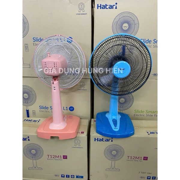 Quạt bàn Hatari Thái Lan T12M1 Hồng Peach  - Công suất 30W - Sải cánh 12inch - 3 tốc độ gió - Bảo hành chính hãng 36 tháng