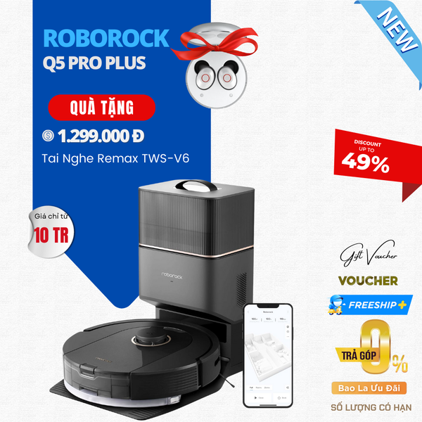 Robot Hút Bụi Lau Nhà Roborock Q5 Pro Plus Series 5500 Pa - Hàng Chính Hãng