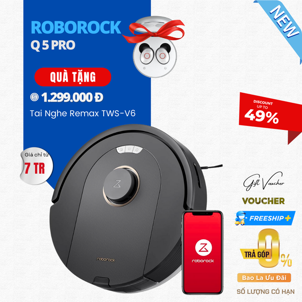 Robot Hút Bụi Lau Nhà Roborock Q5 Pro Series 5500 Pa - Hàng Chính Hãng