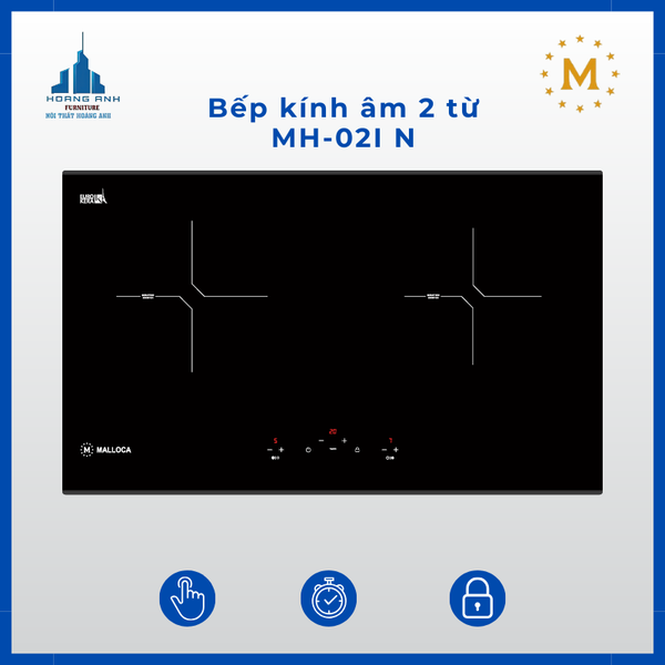 Bếp kính âm 2 từ Malloca MH-02I N