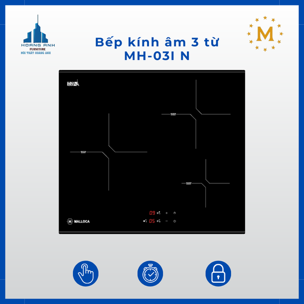 Bếp kính âm 3 từ Malloca MH-03I N