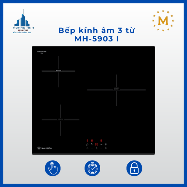 Bếp kính âm 3 từ Malloca MH-5903 IN