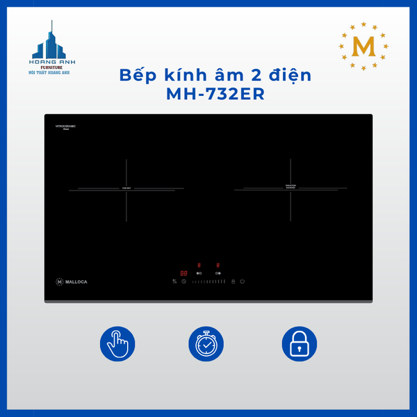 Bếp kính âm 2 điện Malloca MH-732-ER