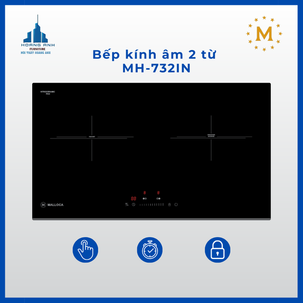 Bếp kính âm 2 từ Malloca MH-732 IN