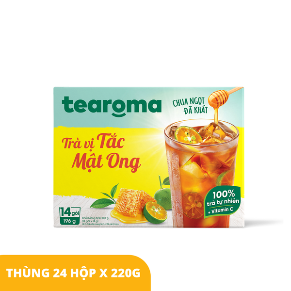 Thùng Trà Tearoma hòa tan vị Tắc mật ong hộp 196g (14 gói x 14g) - Thùng 24 Hộp