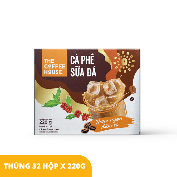 Thùng Cà Phê Sữa Đá Hòa Tan The Coffee House Hộp (10 gói x 22g) - Thùng 32 Hộp