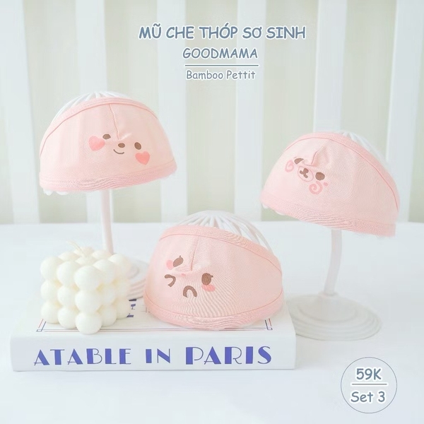 Mũ che thóp Goodmama set 3 chiếc ( 4màu)