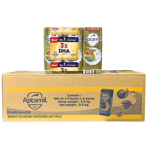 Sữa pha sẵn Aptamil Super Gold Kid hộp 180ml cho trẻ từ 1 tuổi (lốc 3 hộp)
