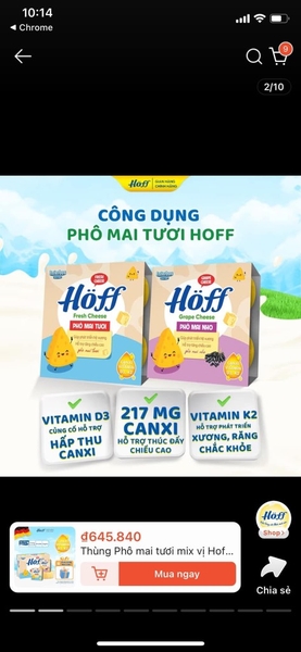 Phô mai tươi/ nho Hoff