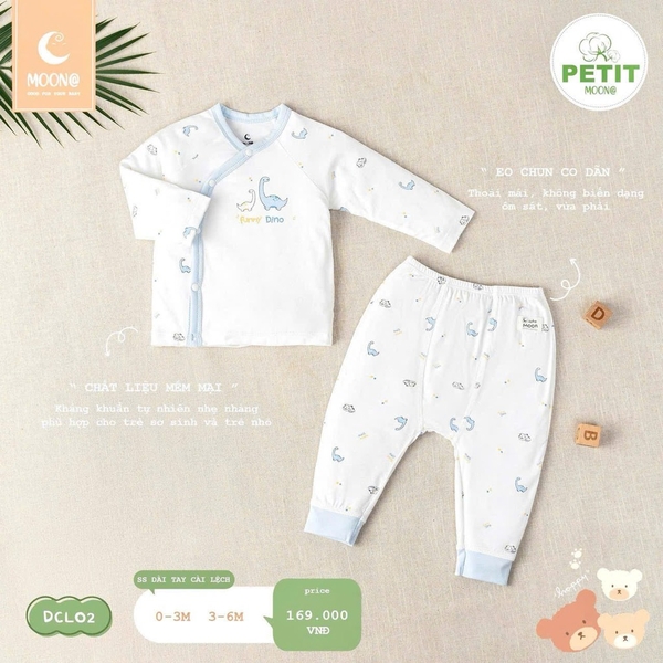 Bộ sơ sinh dài tay cài lệch Moon