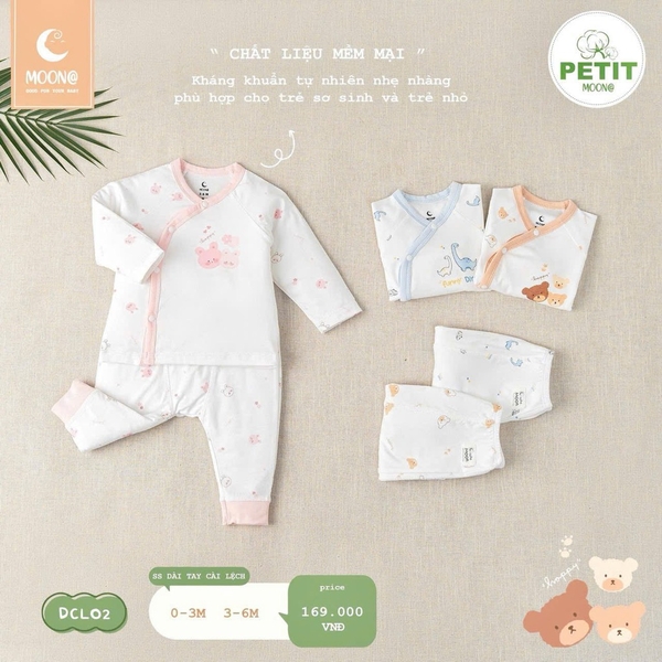 Bộ sơ sinh dài tay cài lệch Moon