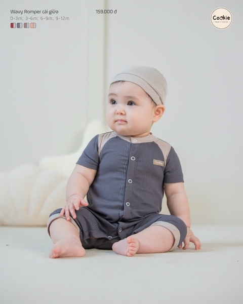 Body Cookie cài giữa ( xám, nâu, 0-12m)