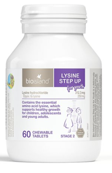 Viên nhai hỗ trợ tăng chiều cao BioIsland Lysine Step Up của Úc, 60 viên