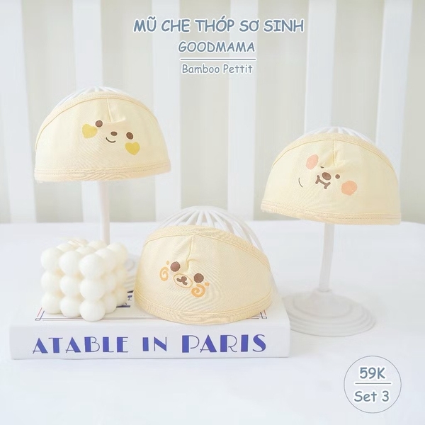 Mũ che thóp Goodmama set 3 chiếc ( 4màu)