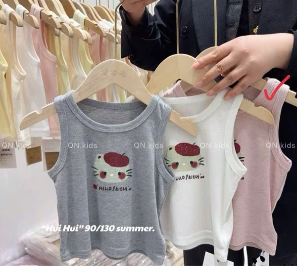 áo ba lỗ hồng hello kitty bé gái (10-18kg)