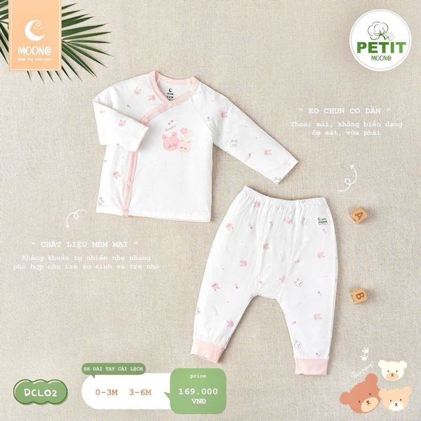 Bộ sơ sinh dài tay cài lệch Moon