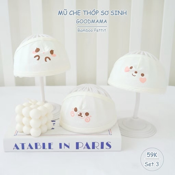 Mũ che thóp Goodmama set 3 chiếc ( 4màu)