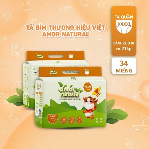 Bỉm Amor natural XXXXL 34m ( > 21kg)