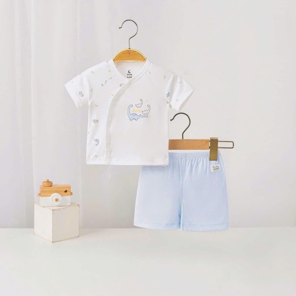 Bộ sơ sinh cộc tay cài lệch Moon