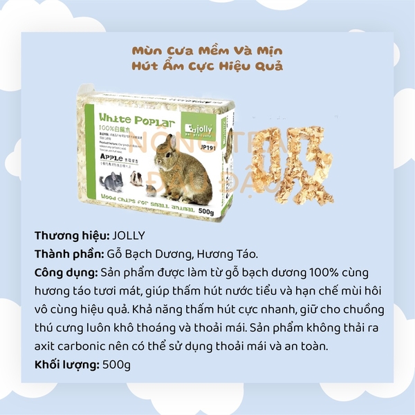 Mùn Cưa Gỗ Bạch Dương Hiệu Jolly Lót Chuồng Cho Thỏ, Bọ Ú, Chinchilla, Hamster