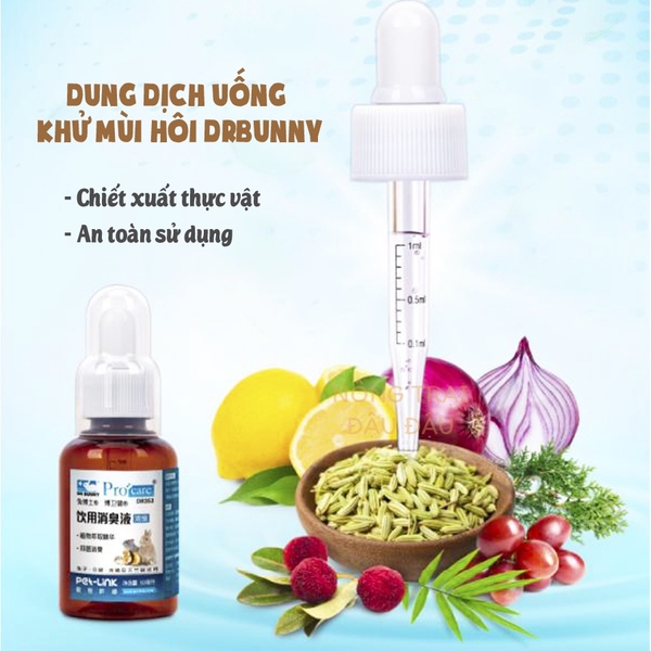 Dung Dịch Uống Khử Mùi Hôi Cho Thỏ, Bọ Ú, Chinchilla, Hamster DRBUNNY 50ml