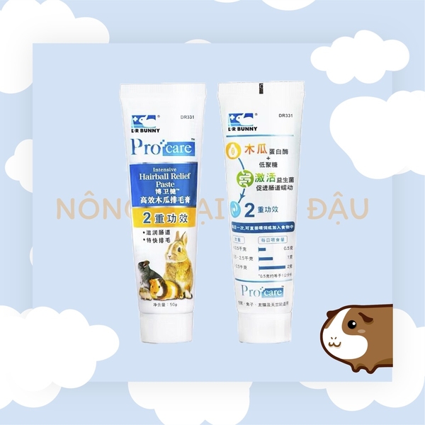 Gel dinh dưỡng Dr.Bunny hỗ trợ đường ruột và giúp đẹp lông cho Thỏ, Bọ Ú, Chinchila, Hamster 50g
