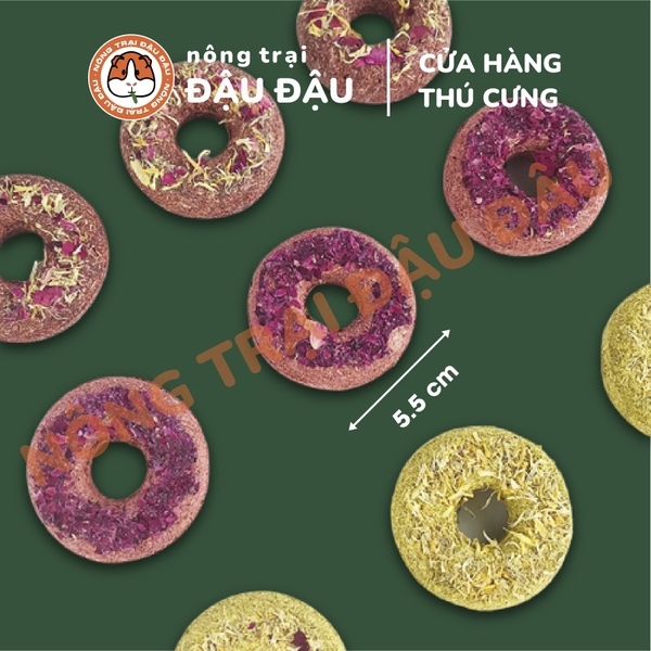 Bánh Cỏ Donut Thảo Mộc Cho Thỏ, Bọ Ú, Chinchilla Ăn Vặt Mài Răng