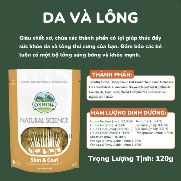 Bánh Cỏ Oxbow Bổ Sung Dinh Dưỡng, Hỗ Trợ Sức Khỏe Cho Thỏ, Bọ Ú, Chinchilla, Hamster Túi Nguyên Hãng