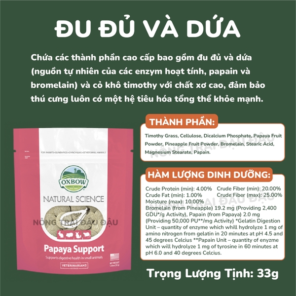 Bánh Cỏ Oxbow Bổ Sung Dinh Dưỡng, Hỗ Trợ Sức Khỏe Cho Thỏ, Bọ Ú, Chinchilla, Hamster Túi Nguyên Hãng
