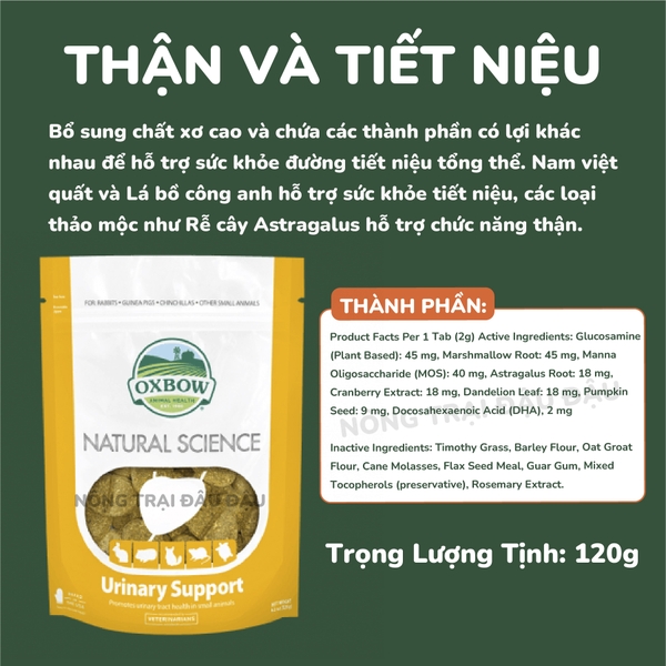 Bánh Cỏ Oxbow Bổ Sung Dinh Dưỡng, Hỗ Trợ Sức Khỏe Cho Thỏ, Bọ Ú, Chinchilla, Hamster Túi Nguyên Hãng