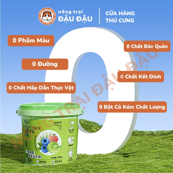 Bánh Cỏ Phồng Yee Cho Thỏ, Bọ Ú, Chinchilla, Hamster Bổ Sung Trái Cây Rau Củ Ăn Vặt Hộp 300g