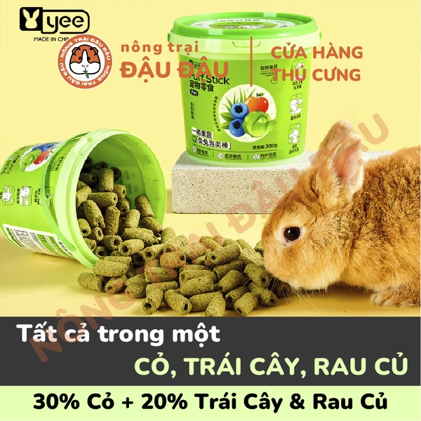 Bánh Cỏ Phồng Yee Cho Thỏ, Bọ Ú, Chinchilla, Hamster Bổ Sung Trái Cây Rau Củ Ăn Vặt Hộp 300g