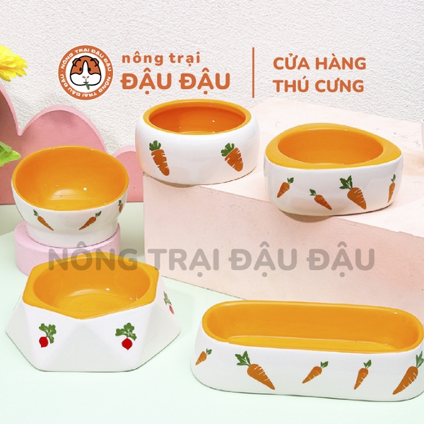 Chén Ăn Sứ Cao Cấp Cho Thỏ, Bọ Ú, Chinchilla, Hamster Chống Lật