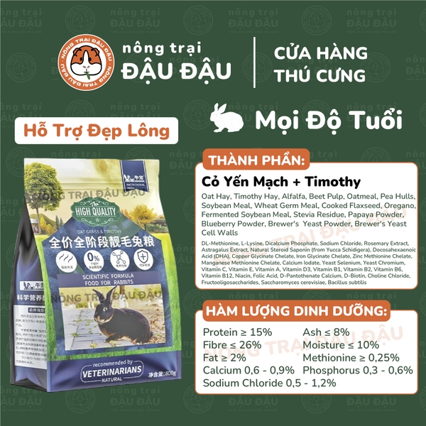 Cỏ Nén Cho Thỏ Niu Chong Giàu Chất Xơ Bổ Sung Việt Quất 800g