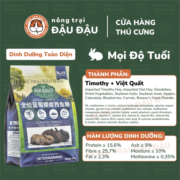 Cỏ Nén Cho Thỏ Niu Chong Giàu Chất Xơ Bổ Sung Việt Quất 800g