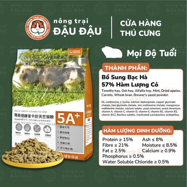 Cỏ Nén Hạt Phồng Cho Bọ Ú Niu Chong Bổ Sung Bạc Hà Giàu Dinh Dưỡng 2kg