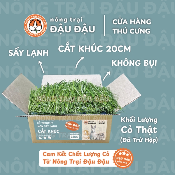 Cỏ Timothy Sấy Lạnh Cho Thỏ, Bọ Ú, Chinchilla Cắt Khúc Siêu Xanh Lá Mềm 480g 980g