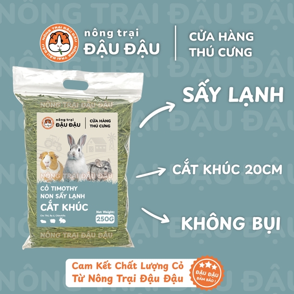 Cỏ Timothy Sấy Lạnh Cho Thỏ, Bọ Ú, Chinchilla Cắt Khúc Siêu Xanh Lá Mềm 480g 980g