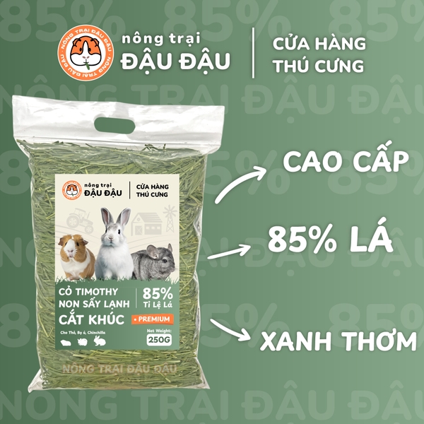 Cỏ Timothy Sấy Lạnh Cho Thỏ, Bọ Ú, Chinchilla Cắt Khúc Siêu Xanh Lá Mềm 480g 980g