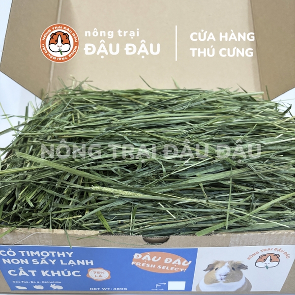 Cỏ Timothy Sấy Lạnh Cho Thỏ, Bọ Ú, Chinchilla Cắt Khúc 75% Lá Siêu Xanh 500g