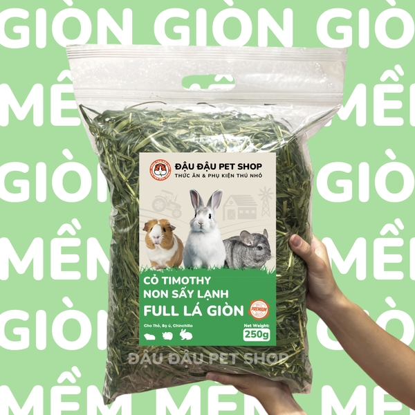 Cỏ Timothy Sấy Lạnh Full Lá Giòn Premium Siêu Xanh Cho Thỏ, Bọ Ú, Chinchilla 500g