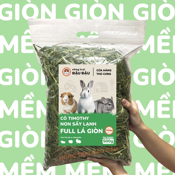 Cỏ Timothy Sấy Lạnh Full Lá Giòn Premium Siêu Xanh Cho Thỏ, Bọ Ú, Chinchilla 500g