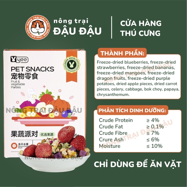 Trái Cây Rau Củ Sấy Lạnh Yee Cho Thỏ Ăn Vặt Cho Thỏ Giàu VItamim Hộp 55g