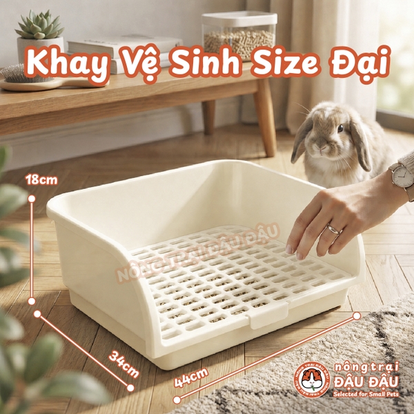 Khay vệ sinh dành cho thú cưng(thỏ),sd trong gia đình, hình vuông,có tấm lót chống bắn,chất liệu nhựa PP Kt:44*34*18cm, ko hđ bằng điện