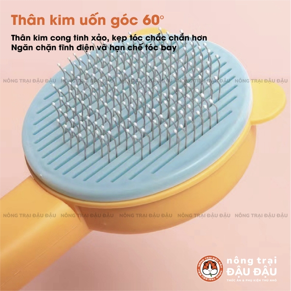 Lược Chải Lông Cho Thỏ, Bọ Ú, Chinchilla, Chó, Mèo Có Nút Bấm Đẩy Lông