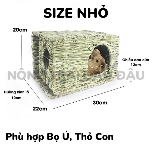 Nhà Cỏ Trú Ẩn Cho Bọ Ú, Thỏ, Chinchilla 2 Cửa