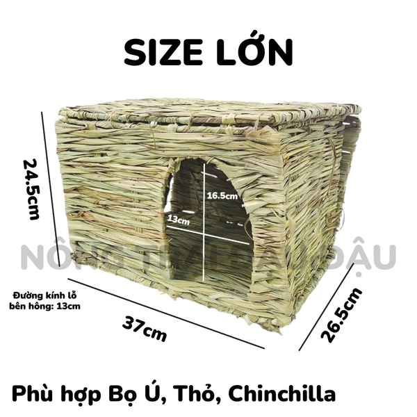 Nhà Cỏ Trú Ẩn Cho Bọ Ú, Thỏ, Chinchilla 2 Cửa