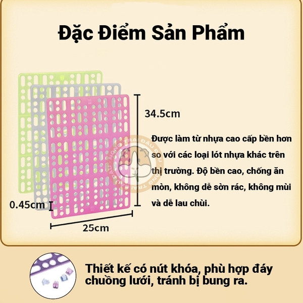 Tấm Lót Chuồng Cho Thỏ, Bọ Ú, Thú Nhỏ Chống Đau Chân Hạn Chế Kẹt Phân