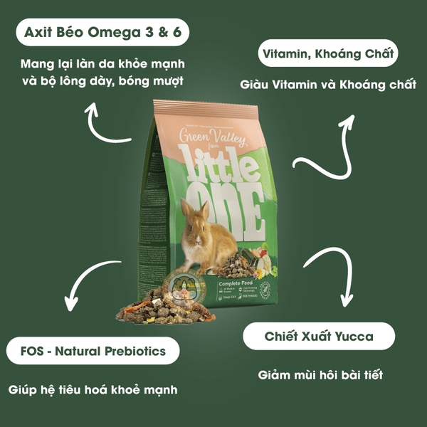 Thức Ăn Little One Cao Cấp Cho Thỏ Với 60 Loại Cỏ, Thảo Mộc Và Rau Củ